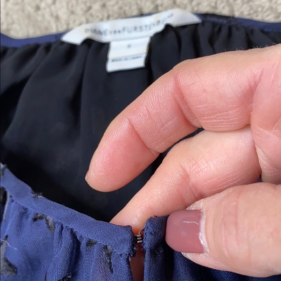 Diane von Furstenberg navy silk peasant blouse - Picture 9 of 13